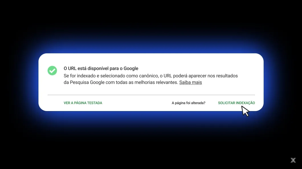 Imagem de solicitação de indexação de URL.